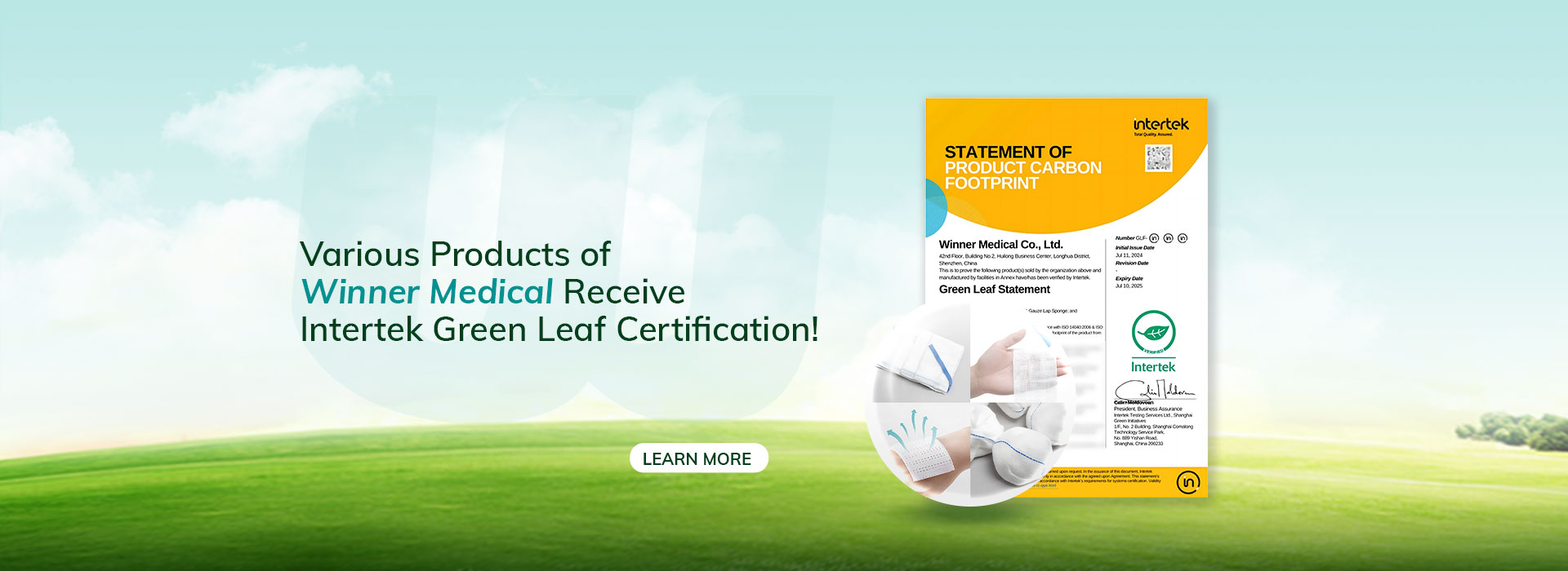 NEWS! Die verschiedenen Produkte von Winner Medical erhalten die Inter tek Green Leaf-Zertifizierung!