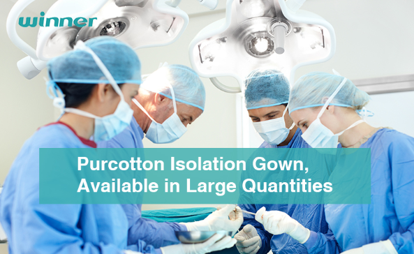 Gewinner Medical Releases Purcotton Isolation Gown mit weißem Vliesstoff Laminated with Blue PE